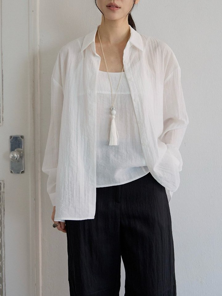 Lenoii - Korean Women Fashion - #momslook - Ample Shirt Sleeveless Set - 8