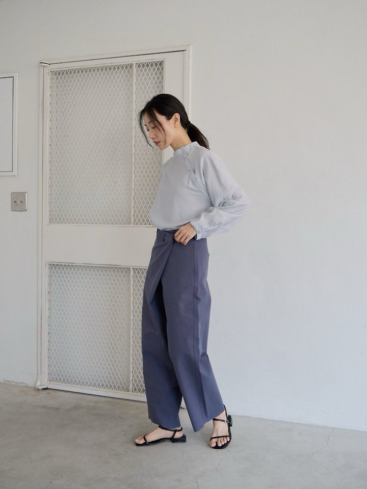 Lenoii - Korean Women Fashion - #pursuepretty - Diagonal Button Satin Blouse - 8