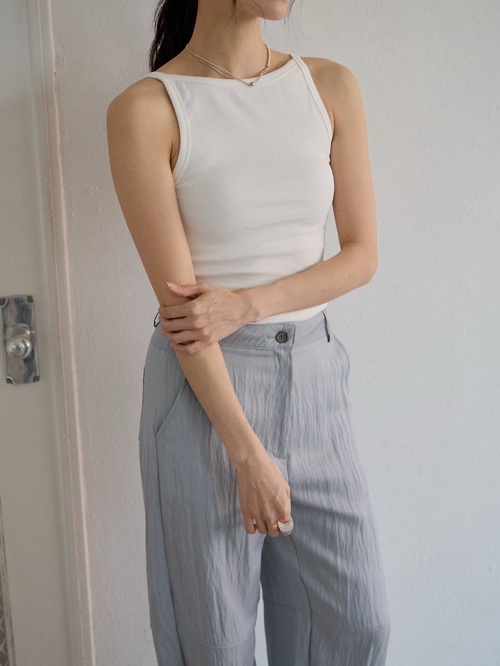 Lenoii - Korean Women Fashion - #pursuepretty - Back-Off Ribbed Sleeveless Top - 6