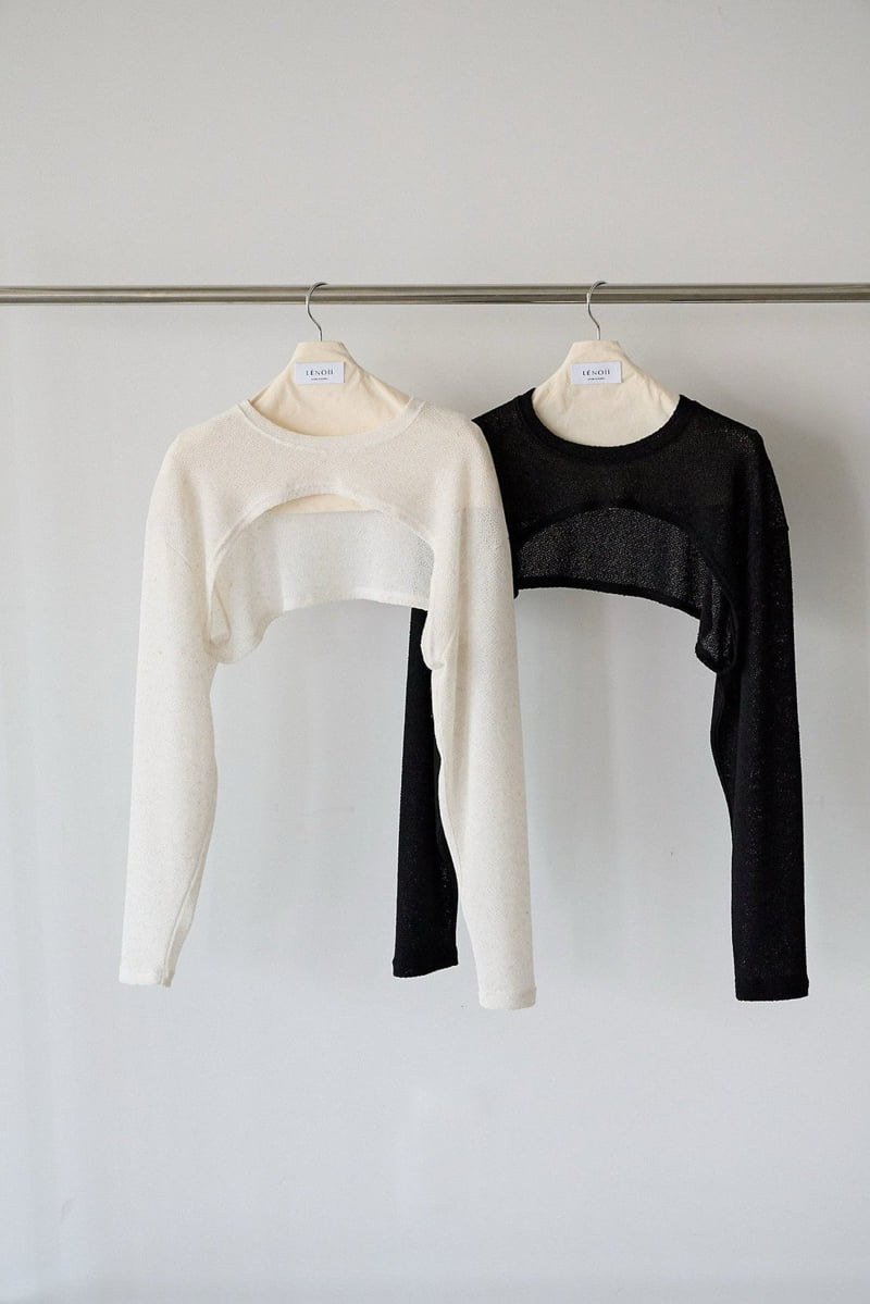 Lenoii - Korean Women Fashion - #pursuepretty - Latte Linen Bolero Tee