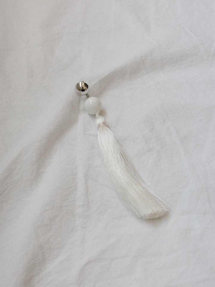 Lenoii - Korean Women Fashion - #restrostyle - Bianco One-Side Ball Tassel Earrings - 11