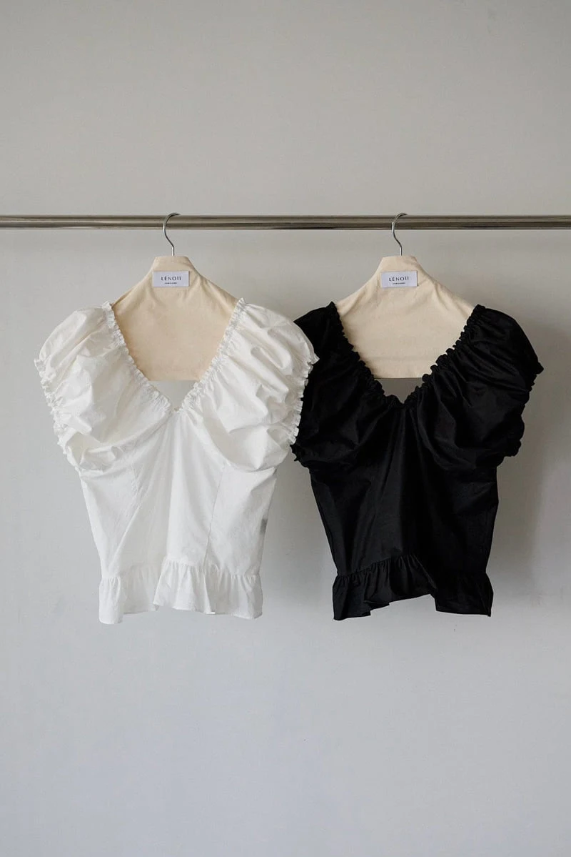 Lenoii - Korean Women Fashion - #romanticstyle - Oat Shirring Cotton Blouse