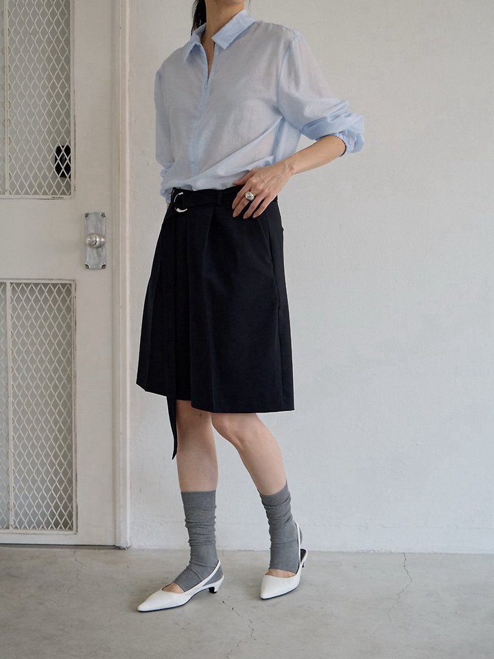 Lenoii - Korean Women Fashion - #shopsmall - Belted Bermuda Pants - 5