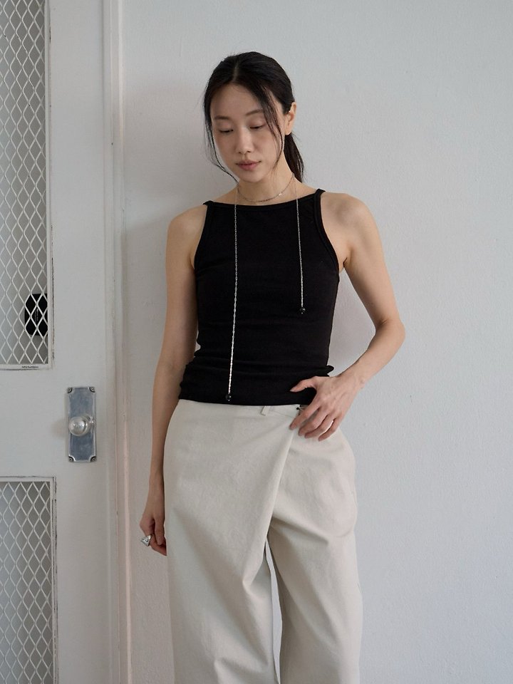 Lenoii - Korean Women Fashion - #thelittlethings - Back-Off Ribbed Sleeveless Top - 11