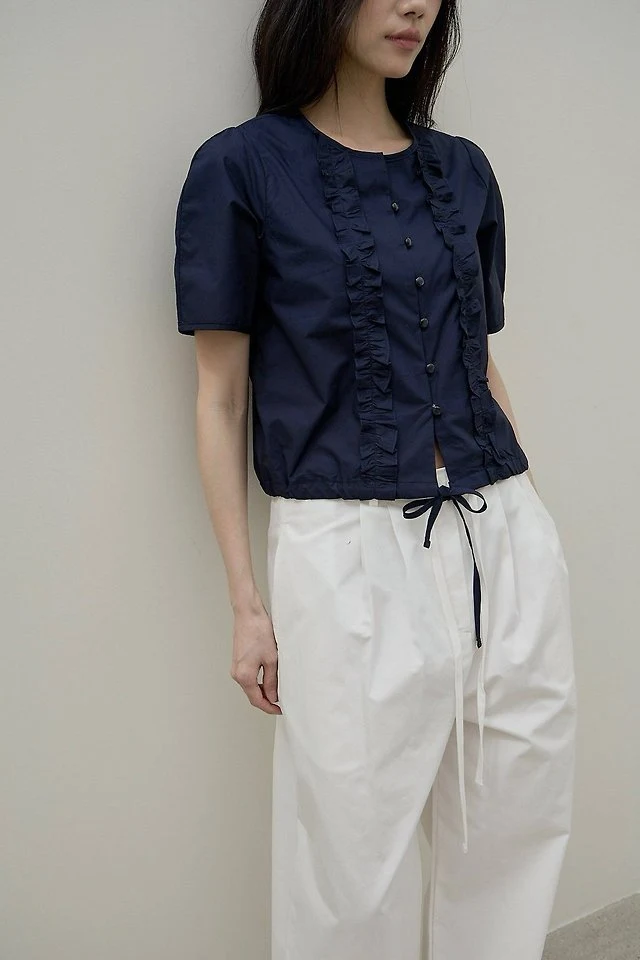 Lenoii - Korean Women Fashion - #thelittlethings - Capri Frill Cotton Blouse - 8