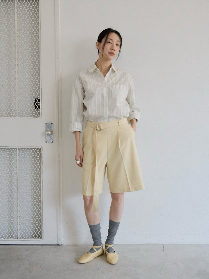 Lenoii - Korean Women Fashion - #thelittlethings - Belted Bermuda Pants - 7