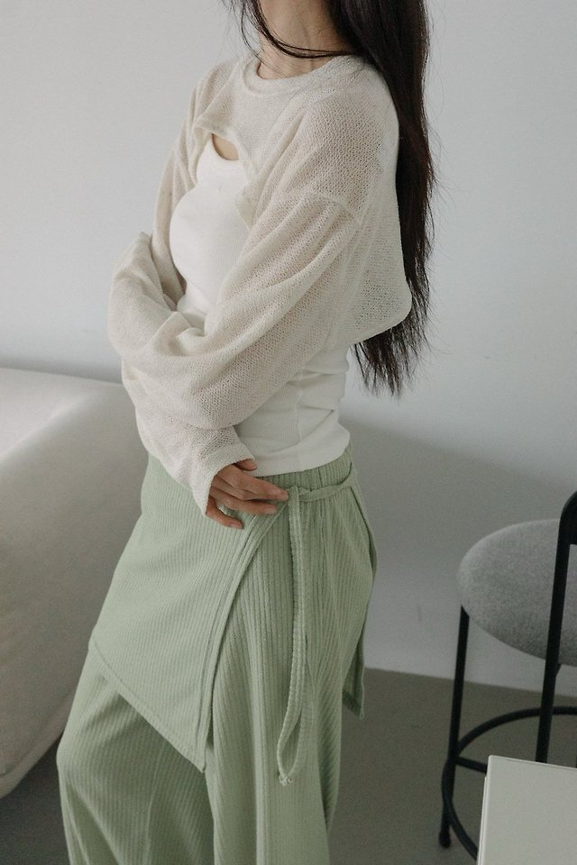 Lenoii - Korean Women Fashion - #thelittlethings - Latte Linen Bolero Tee - 6