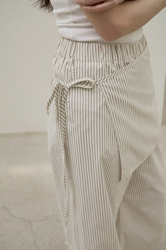 Lenoii - Korean Women Fashion - #vintageinspired - Malta Wrap Stripe Banding Pants - 12
