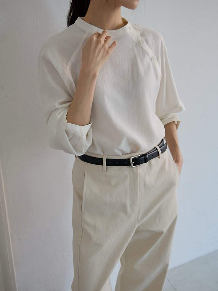 Lenoii - Korean Women Fashion - #vintageinspired - Diagonal Button Satin Blouse - 6