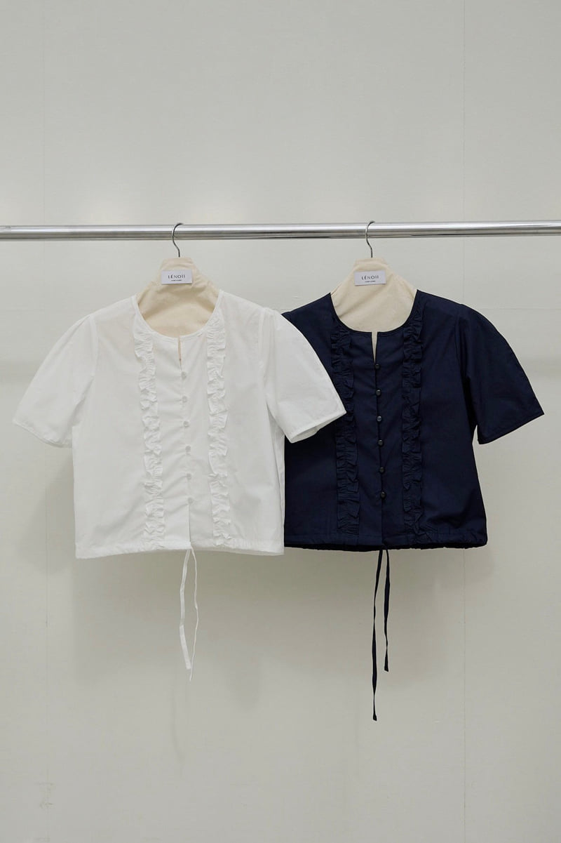 Lenoii - Korean Women Fashion - #vintageinspired - Capri Frill Cotton Blouse
