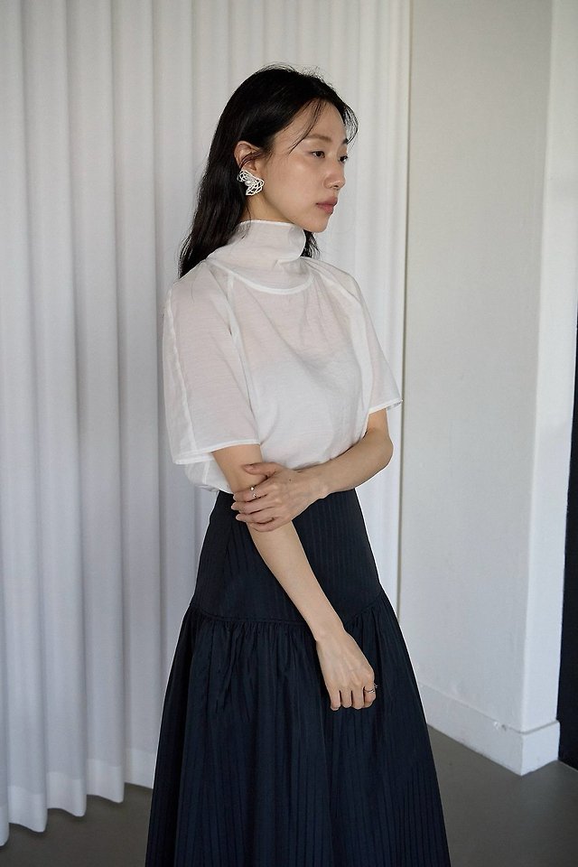 Lenoii - Korean Women Fashion - #momslook - Sheer Tie Blouse - 4