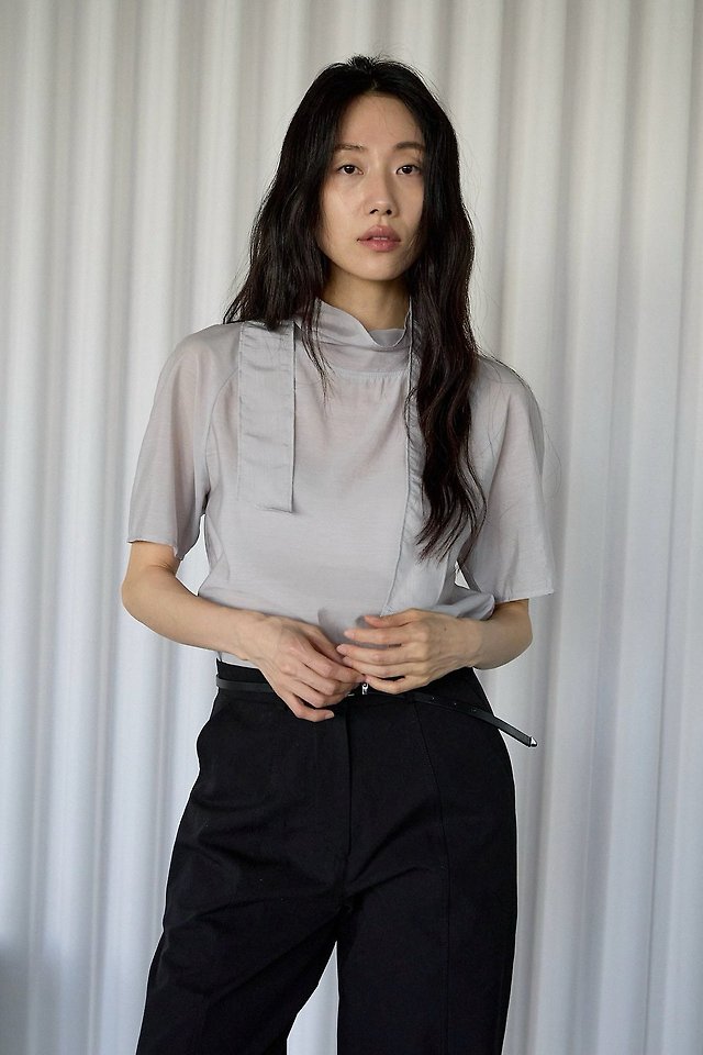 Lenoii - Korean Women Fashion - #womensfashion - Sheer Tie Blouse - 8