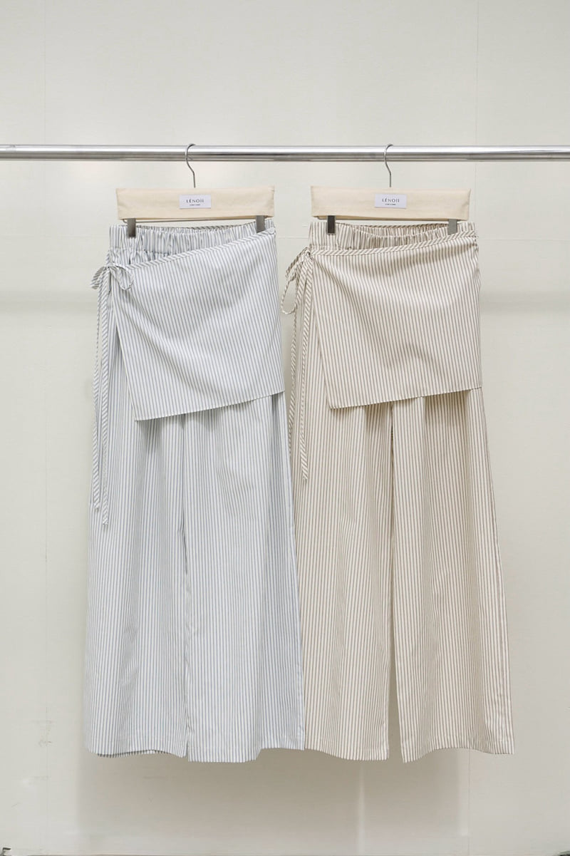 Lenoii - Korean Women Fashion - #womensfashion - Malta Wrap Stripe Banding Pants