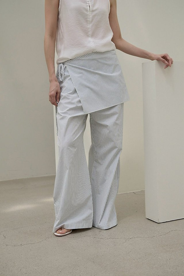 Lenoii - Korean Women Fashion - #womensfashion - Malta Wrap Stripe Banding Pants - 5