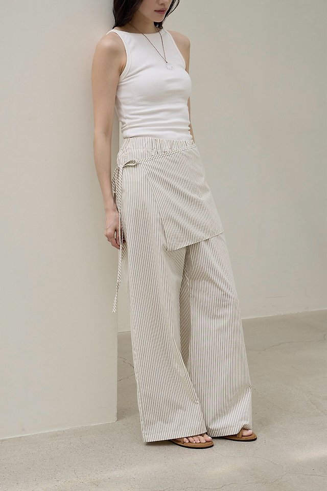 Lenoii - Korean Women Fashion - #womensfashion - Malta Wrap Stripe Banding Pants - 7