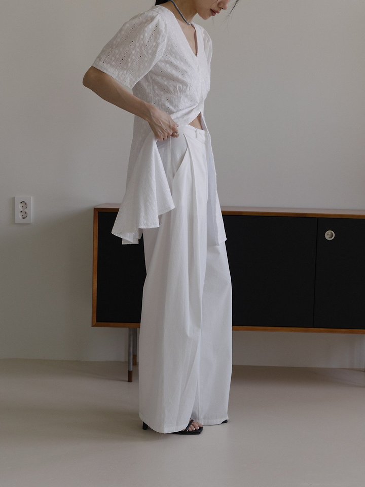 Lenoii - Korean Women Fashion - #womensfashion - Mono Tuck Cotton Pants - 5
