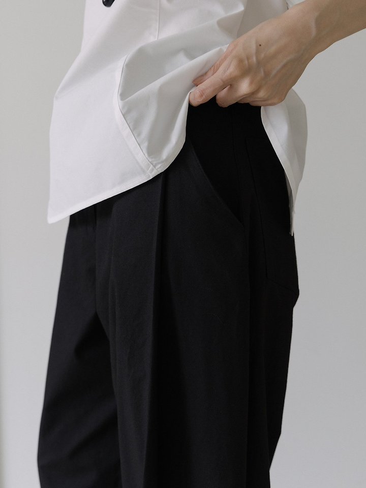 Lenoii - Korean Women Fashion - #womensfashion - Mono Tuck Cotton Pants - 9