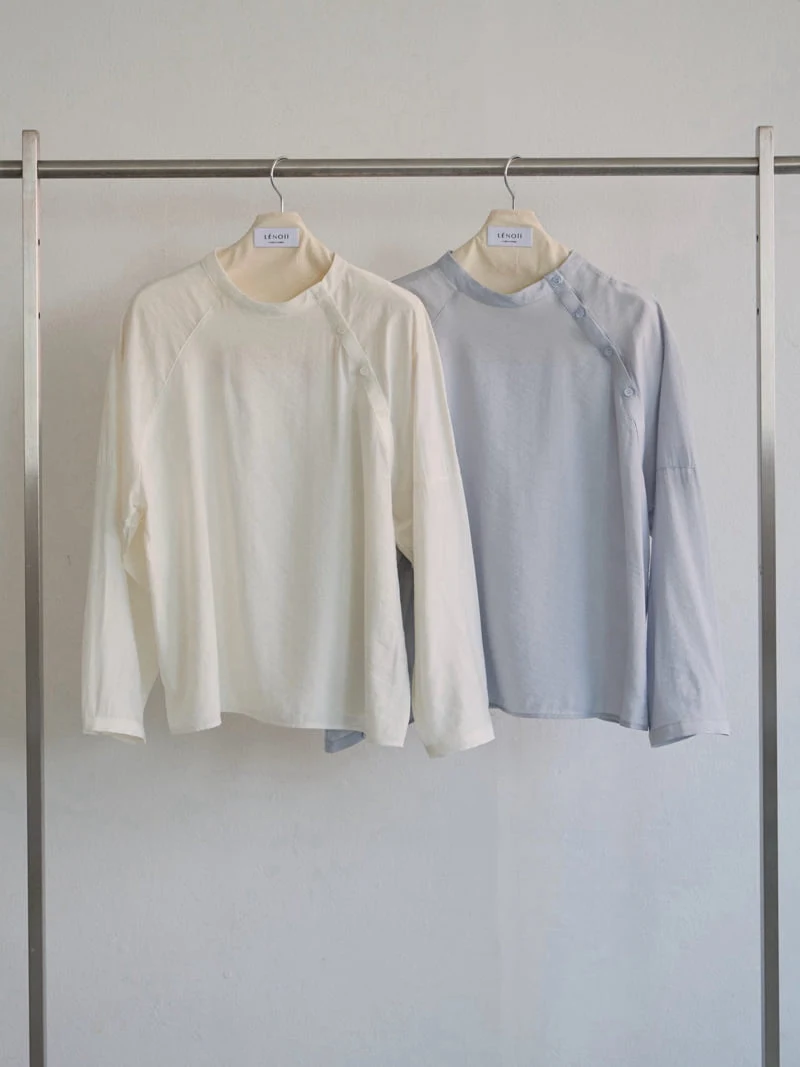 Lenoii - Korean Women Fashion - #womensfashion - Diagonal Button Satin Blouse
