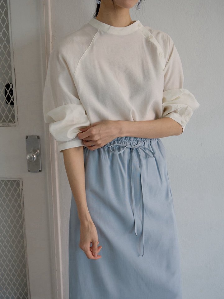 Lenoii - Korean Women Fashion - #womensfashion - Diagonal Button Satin Blouse - 5