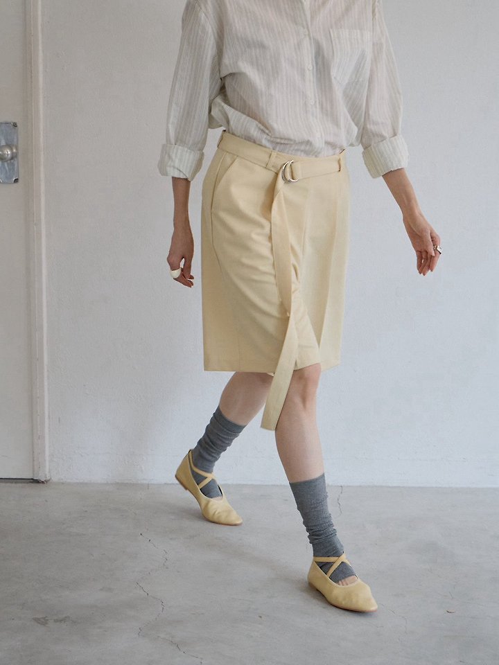 Lenoii - Korean Women Fashion - #womensfashion - Belted Bermuda Pants - 11
