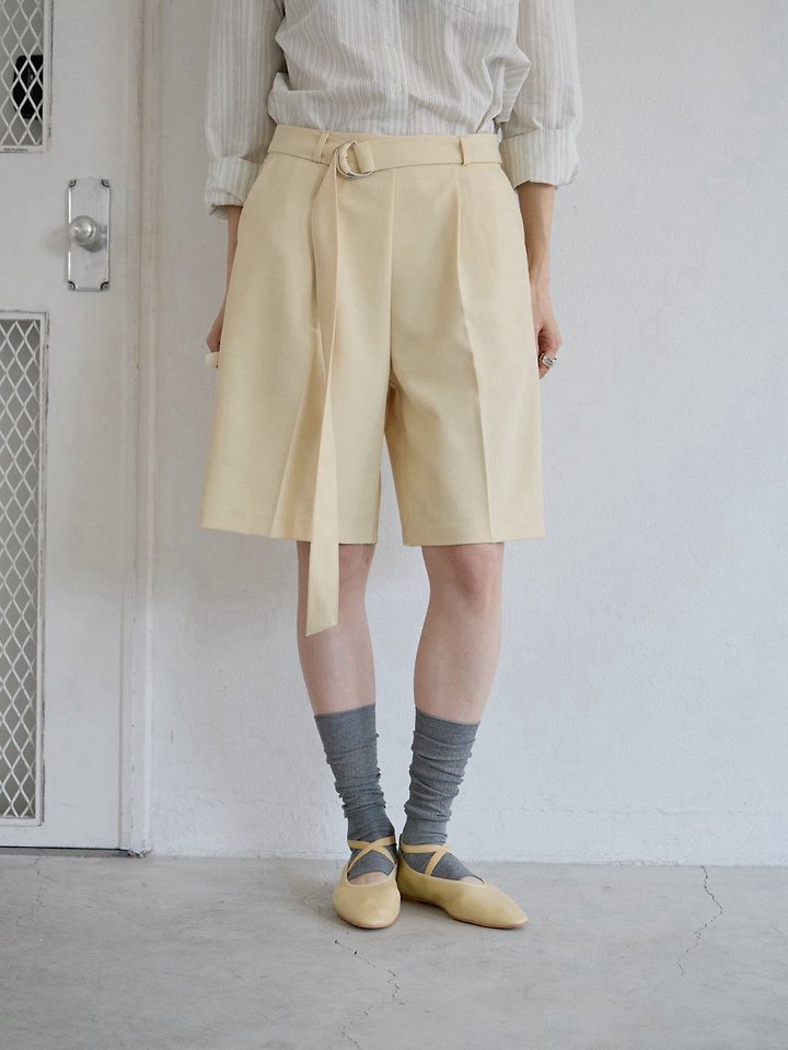 Lenoii - Korean Women Fashion - #womensfashion - Belted Bermuda Pants - 9