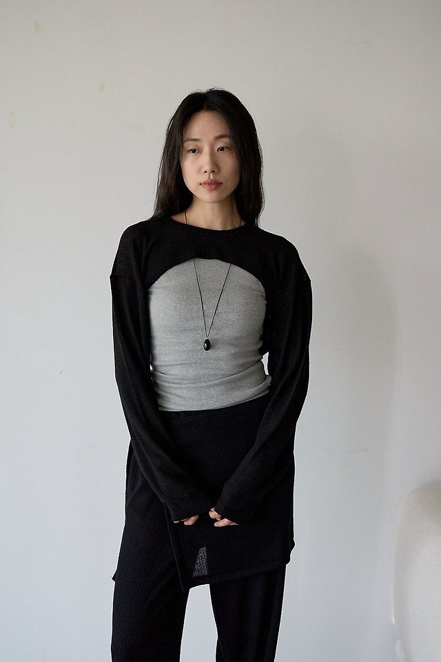 Lenoii - Korean Women Fashion - #womensfashion - Latte Linen Bolero Tee - 8