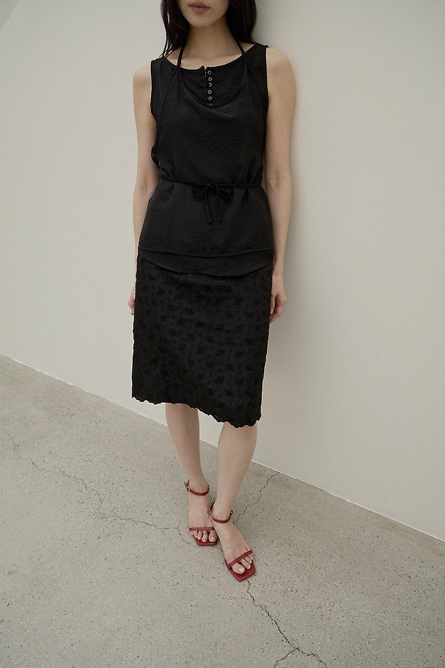Lenoii - Korean Women Fashion - #momslook - Flora Embroidered Banding Skirt - 4