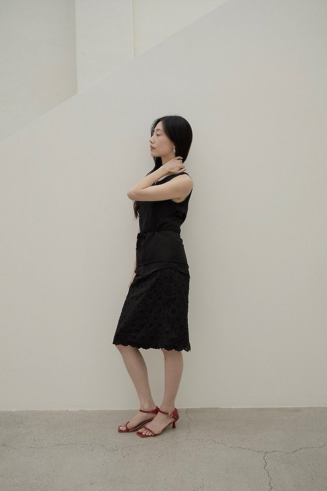 Lenoii - Korean Women Fashion - #womensfashion - Flora Embroidered Banding Skirt - 6