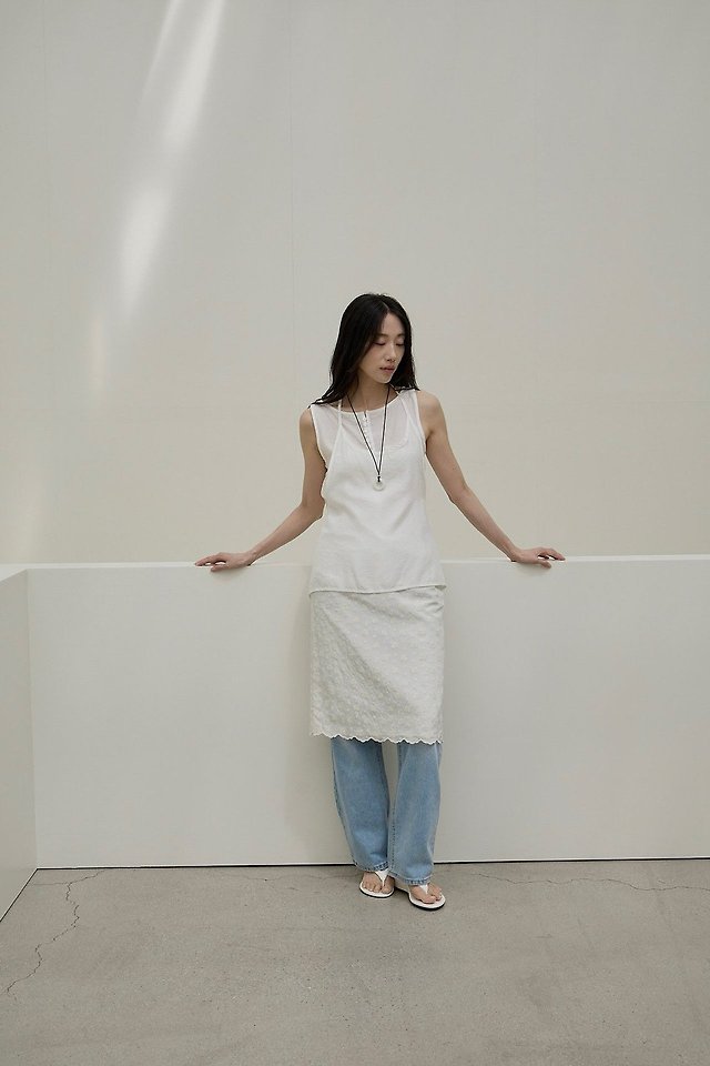 Lenoii - Korean Women Fashion - #womensfashion - Flora Embroidered Banding Skirt - 8