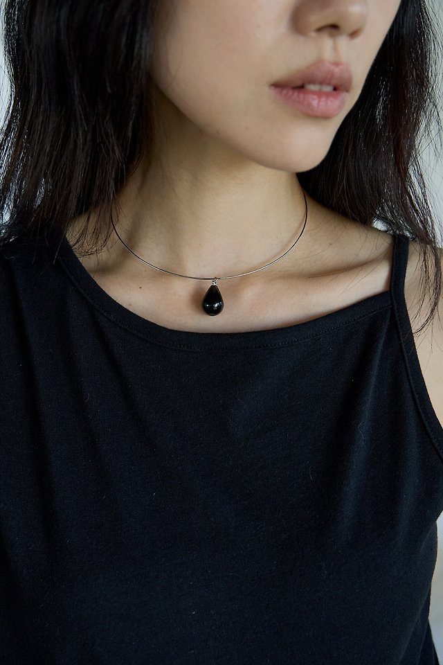 Lenoii - Korean Women Fashion - #womensfashion - Onyx Drop Bangle Necklace - 2