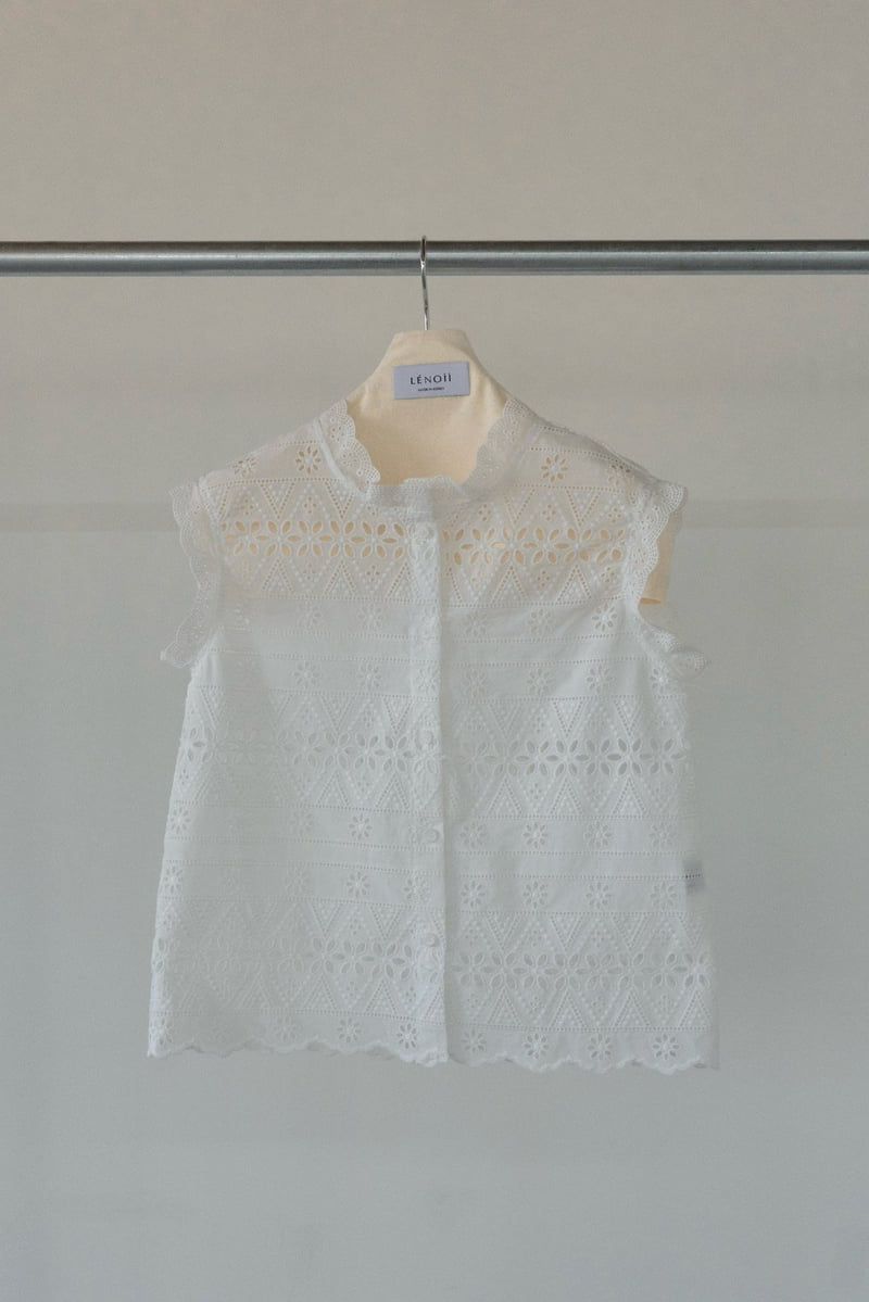 Lenoii - Korean Women Fashion - #womensfashion - Elin Eyelet Sleeveless Blouse