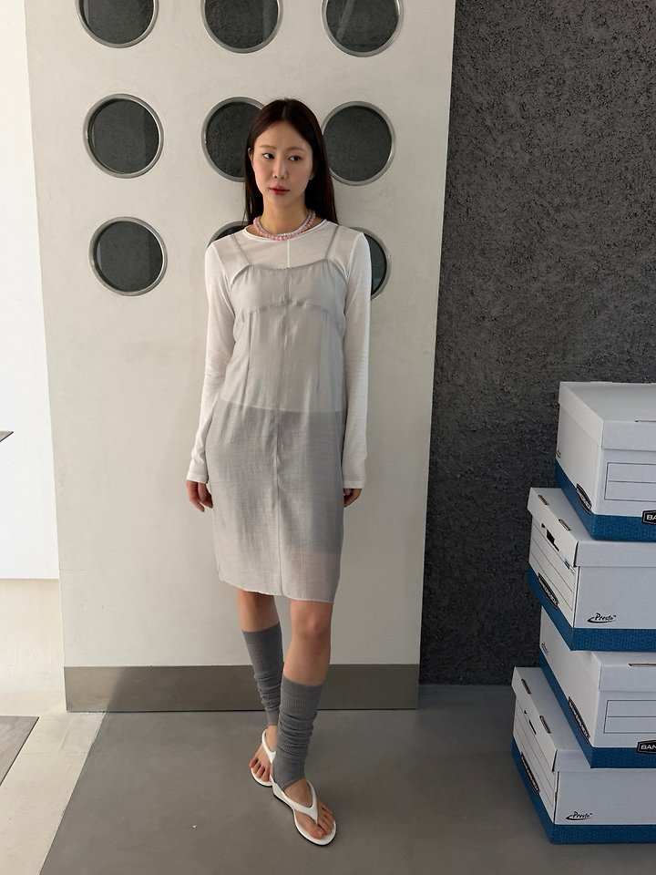 Lenoii - Korean Women Fashion - #womensfashion - Peach Sheer Layered One-piece - 9