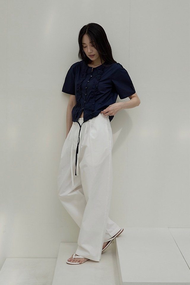 Lenoii - Korean Women Fashion - #womensfashion - Rookie Tuck Strap Cotton Pants - 6