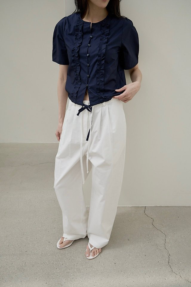 Lenoii - Korean Women Fashion - #womensfashion - Rookie Tuck Strap Cotton Pants - 8