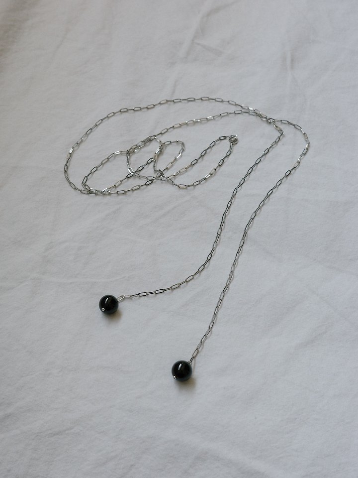 Lenoii - Korean Women Fashion - #womensfashion - Mondo Onyx Surgical Chain Necklace - 2