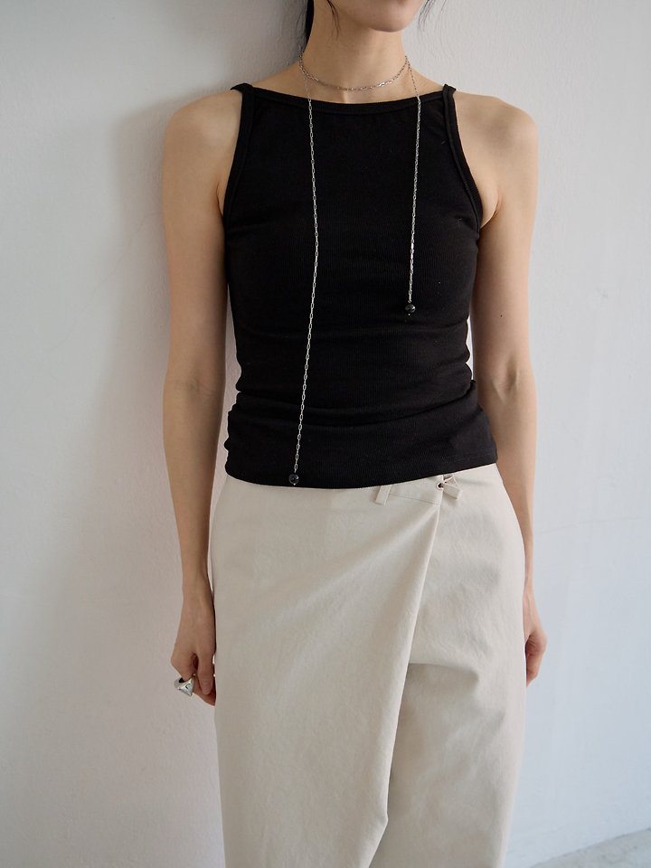Lenoii - Korean Women Fashion - #momslook - Mondo Onyx Surgical Chain Necklace - 4