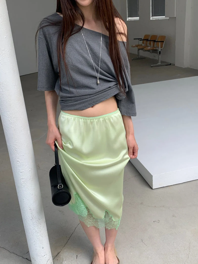 Logarden - Korean Women Fashion - #momslook - Dyed Off-Shoulder Tee - 5