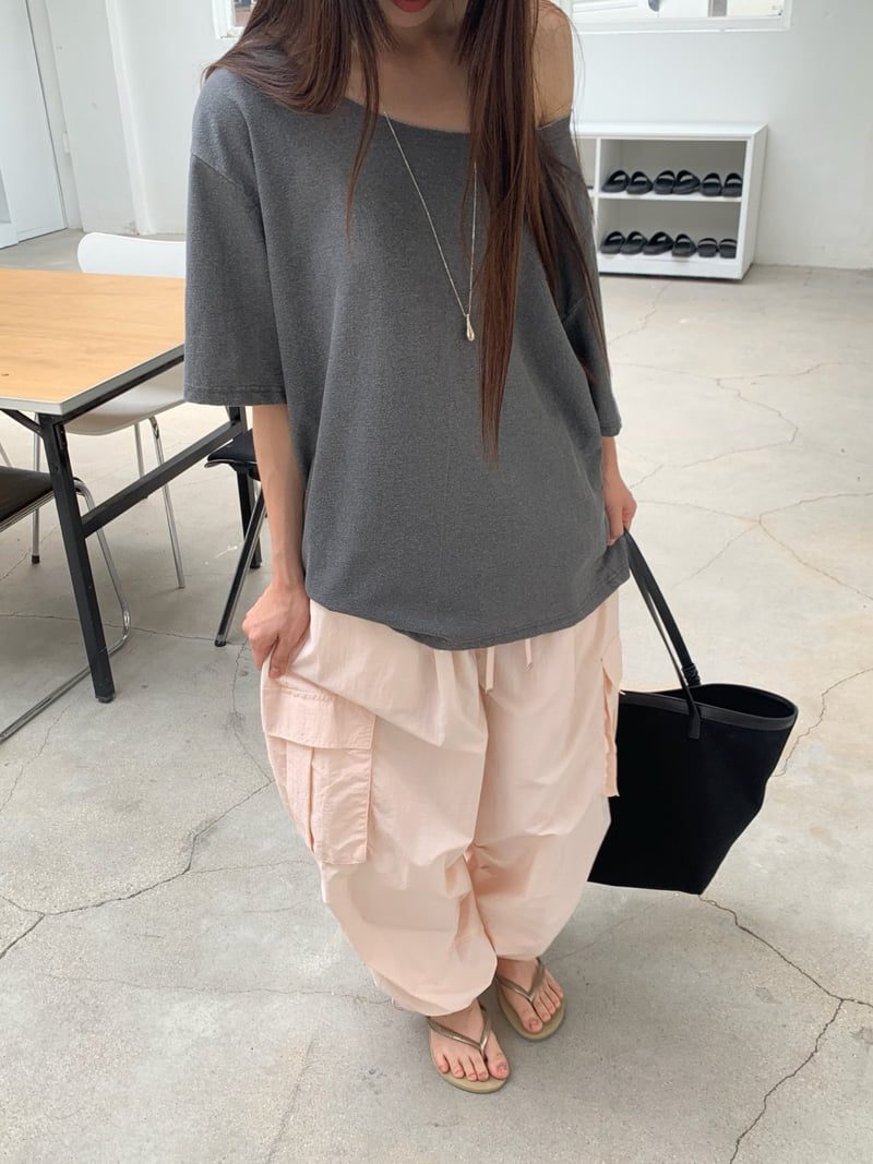 Logarden - Korean Women Fashion - #momslook - Dyed Off-Shoulder Tee - 9