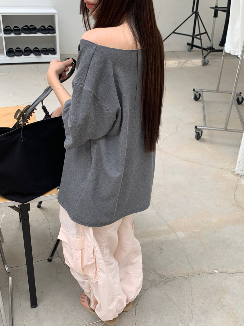 Logarden - Korean Women Fashion - #womensfashion - Dyed Off-Shoulder Tee - 8