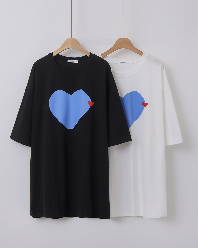 Lovely - Korean Women Fashion - #momslook - Heart Tee