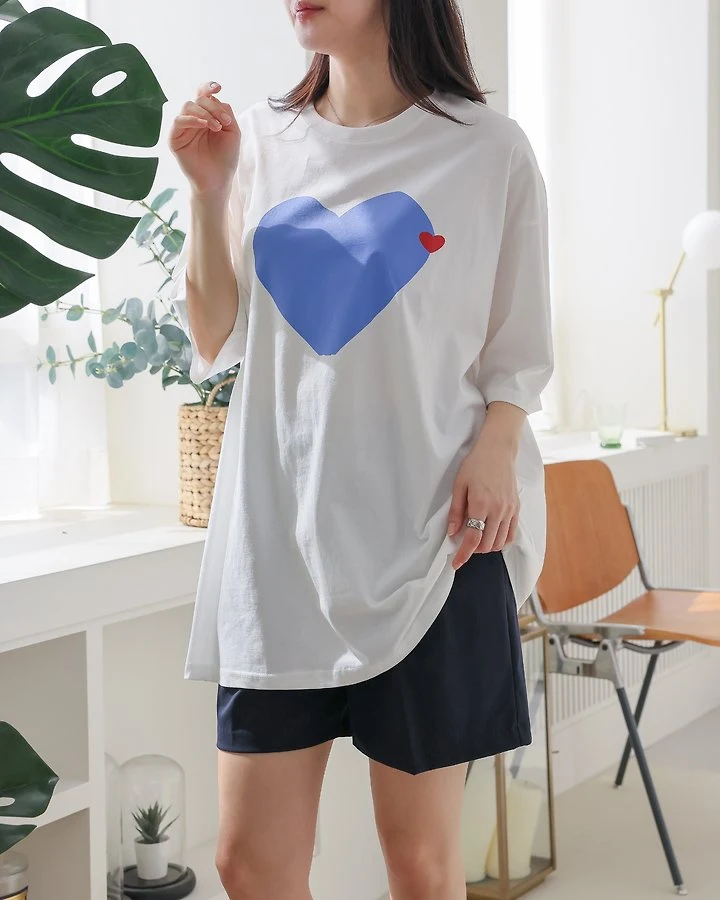 Lovely - Korean Women Fashion - #momslook - Heart Tee - 7