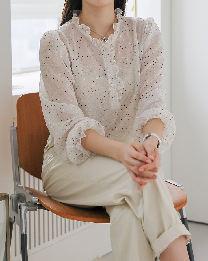 Lovely - Korean Women Fashion - #momslook - Bunny Dot Blouse - 6