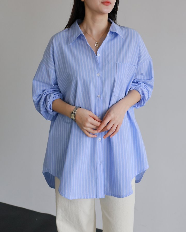 Lovely - Korean Women Fashion - #momslook - Bonnie Striped Shirt - 8