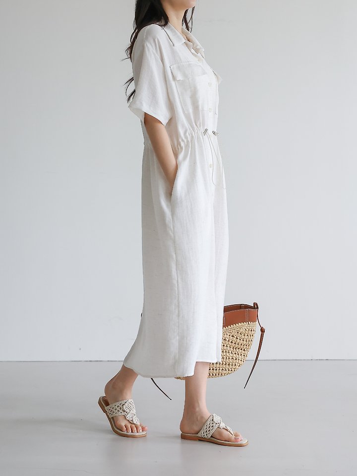 Lovely - Korean Women Fashion - #momslook - Pine String Short-Sleeve One-piece - 11