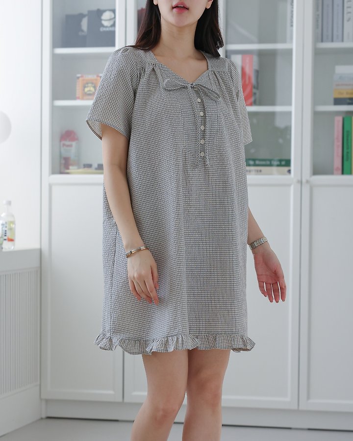 Lovely - Korean Women Fashion - #momslook - Cookie Check One-piece - 12