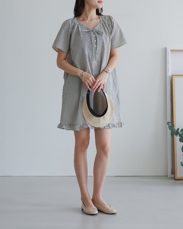 Lovely - Korean Women Fashion - #momslook - Cookie Check One-piece - 6