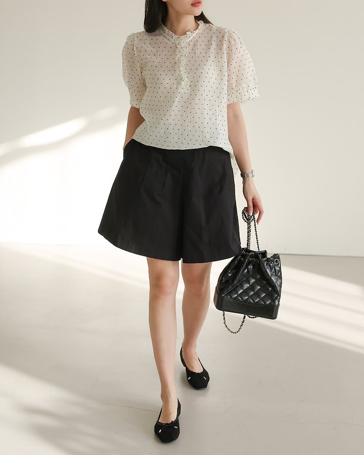 Lovely - Korean Women Fashion - #womensfashion - Tencel Mini Dot Blouse - 4