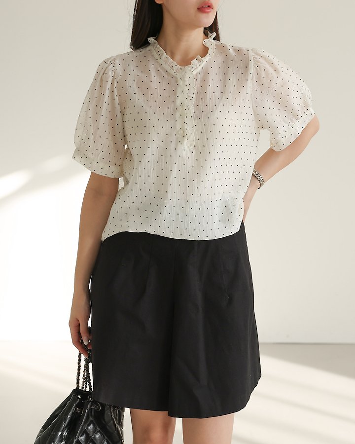 Lovely - Korean Women Fashion - #momslook - Tencel Mini Dot Blouse - 8