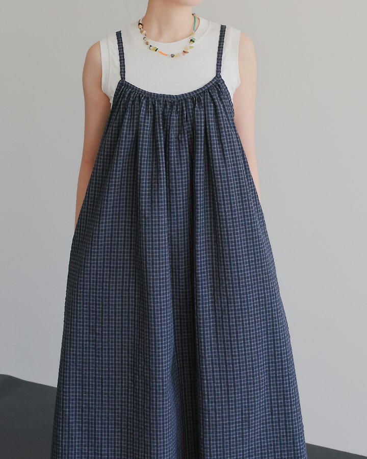 Lovely - Korean Women Fashion - #pursuepretty - Stone Check One-piece - 5