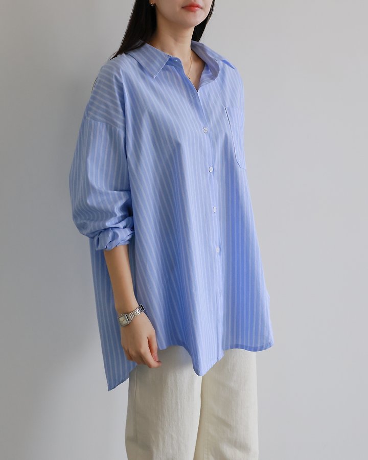 Lovely - Korean Women Fashion - #restrostyle - Bonnie Striped Shirt - 4